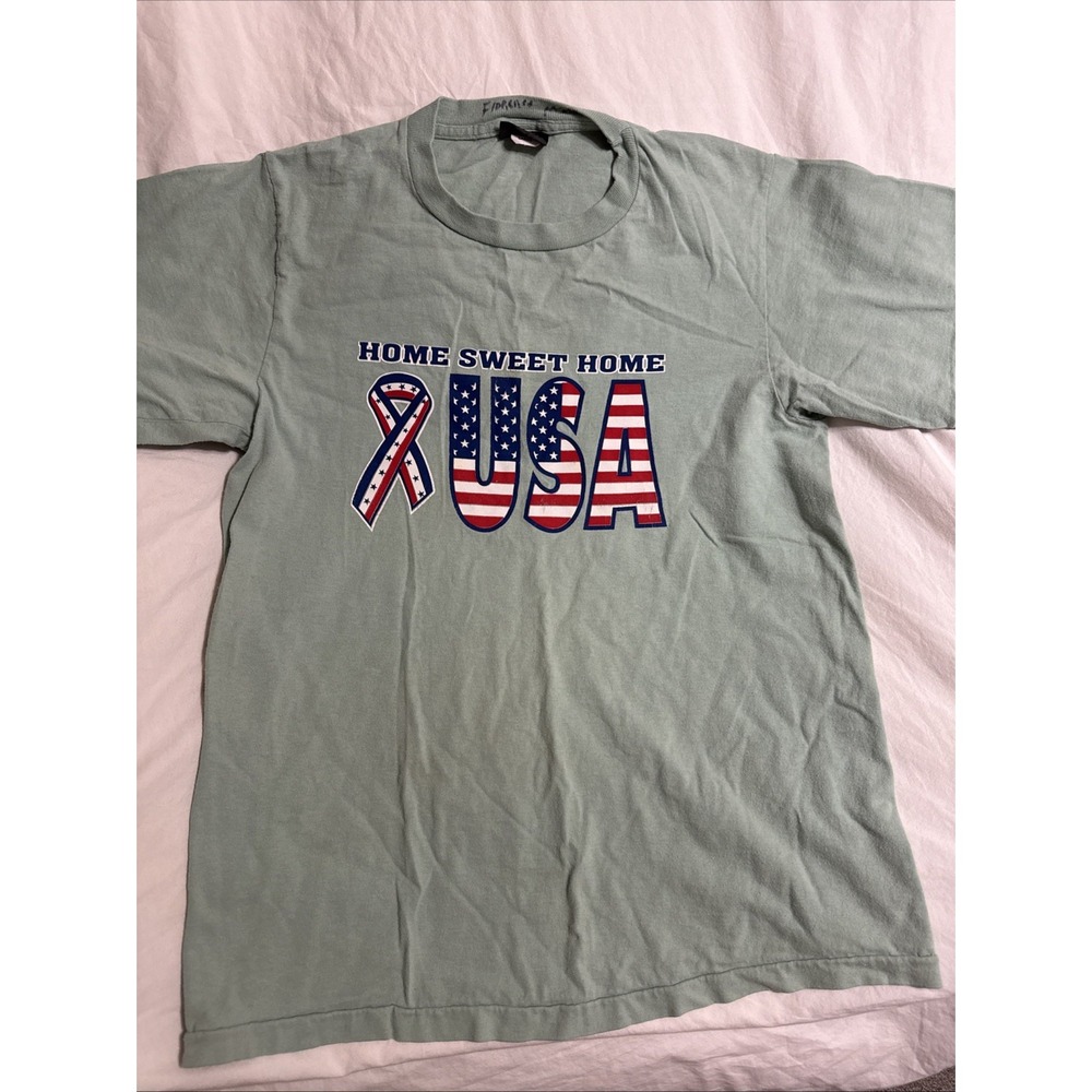 VTG 90s Changes T Shirt L Home Sweet Home USA Patriotic Single Stage Made In Usa